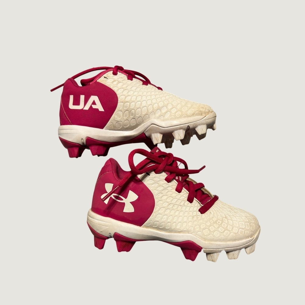 Under Armour Leadoff Low RM Kids Baseball Softball Cleats Pink White 10K